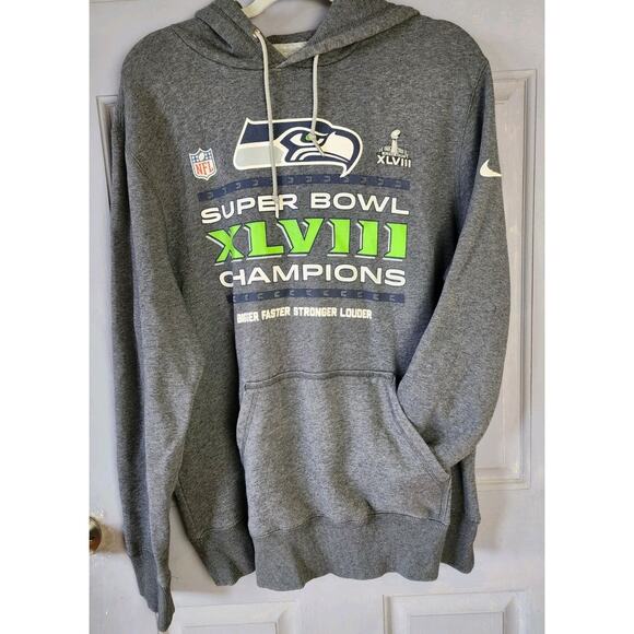 Seattle Seahawks Superbowl XLVIII Champions Fleece Hoodie Sz XL Kangaroo Pocket - Picture 10 of 10